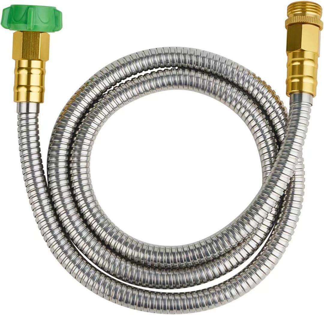 SKYWARD 304 Stainless Steel Short Garden Hose 5 ft with Female to Male Metal Connector, Anti-Leakage, Flexible & Lightweight Kink Free Water Hose, Easy to Use & Store (5ft)