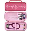 LTGEM Stethoscope Case for 3M Littmann Cardiology III,II,IV,3M Littmann Master Cardiology/MDF MDOne Stainless Steel Stethoscope Nurse Accessories and Medical Equipment (Deep Pink Infrared+Pink Inner)