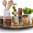 Lazy Susan Turntable Organizer for Table Top, 18 Round Wooden Lazy Susan for Cabinet Kitchen Countertop Pantry Dining Coffee Table for Condiments Spices, Rustic Bathroom Vanity Tray for Soap Candle