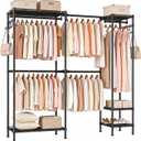 Kryonix Expandable Heavy Duty Clothes Rack, 70-88.2" Wide Freestanding Garment Rack with Shelves, 6-Tier Metal Closet Organizer, Hanging Rods for Bedroom, Load 900 lbs - Black 4 Hanger Rods