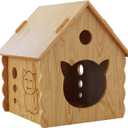 Cat House for Indoor Cats - Modern Wooden Covered Cat Cave BedSturdy & Durable Cat HideawaySmall Pet House and Habitats with Air Vents Warm Cat Cave, Weather-Resistant, DIY Paintable,Easy to install