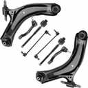 8pc Front Lower Control Arms Assembly Suspension Kit Fit for 2008-2013 Nissan Rogue 2014-2015 Rogue Select with Sway Bars Inner Outer Tie Rods End (8pcs Front Lower Suspension Kit)