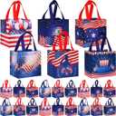 Ctosree 24 Pcs 4th of July Gift Bags Bulk Patriotic Memorial Independence Day Celebration-red White Blue Non Woven Tote with Handle