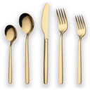 Berglander 40 Piece Titanium Gold Plated Stainless Steel Flatware Set, 40 Pieces Golden Silverware Set, Golden Cutlery Set, Service for 8 (shiny Gold)