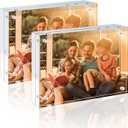Egofine 6x8 Acrylic Frames 2 Pack, 20mm Thicker Frameless Clear Picture Frames, Double Sided Magnetic Picture Frames, Free Standing Desktop Display