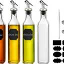 WERTIOO Glass Olive Oil Dispenser Bottle 17 OZ/500ml Oil Dispenser 4Pack | for Kitchen, with 4 Pourer, 1 Stainless Steel Funnel, 1 Pen, 8 Label, for Kitchen