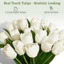 Livole 12 Pcs White Tulips Artificial Flowers Real Touch Tulips Fake Faux Tulip Flower Bouquet for Arrangement Wedding Spring Home Decor Floral Party Centerpiece 14 Inch