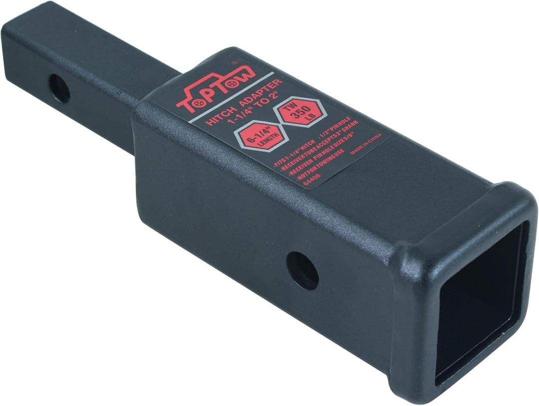 TOPTOW 64408 Trailer Hitch Receiver Adapter 1-1/4" to 2", Extender to 6-1/4" Extension Length