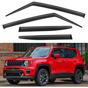 Window Visors Rain Guards Shield for Jeep Renegade 2015-2024, Out-Channel Window Vent Wind Deflectors Visors Shades for 15-24 Renegade