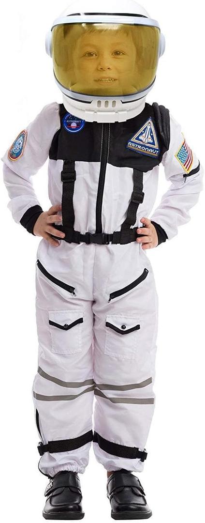 Spooktacular Creations Astronaut Costume with Helmet, Space Suit for Toddler, Kids Astronaut Halloween Costume for Cosplay (3T (3-4 yrs), White)