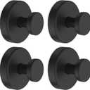 Suction Cup Hooks for Glass Window, Mirror, Wreaths - Shower Hooks for Inside Shower, No Drill Towel Hooks for Bathrooms, Bath Robe Coat Looafh Hook for Hanging - Black (4 Pack1)