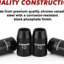 CASOMAN 10Piece Impact Socket Set-10mm, 1/4" & 3/8" Drive, Deep & Shallow, Metric, Black Phosphate Finish