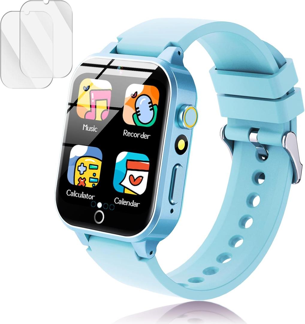 Luyiilo Smart Watch for Kids, with 26 Puzzle Games, Touch Screen, HD Camera, Alarm Clock, Toys for Ages 4-12 Years Old.Birthday Gift for Boys Girls (Soft Blue)