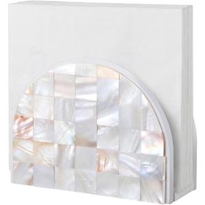 FoldTier Mosaic Mother of Pearl Inlay Napkin Holder Modern Napkin Holder for Bedroom Bathroom or Office Table and Countertop Decoration
