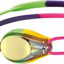 ARENA Tracks Unisex Junior Youth Essential Racing Swim Goggles Kids Swimmers Young Racers Anti-Fog Coated Mirror Lens, Violet/Fuchsia/Green