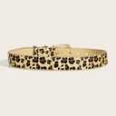 2 x FGSS Women's Leopard PU-Leather-Belt - Fashion Waist Belt with Chic Metal Buckle for Jeans Dress Pants (28"-38")