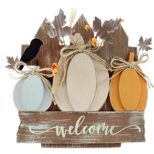 AuldHome Design Farmhouse Fall Door Sign, Wooden Door Decoration 12.5 x 12 Inches