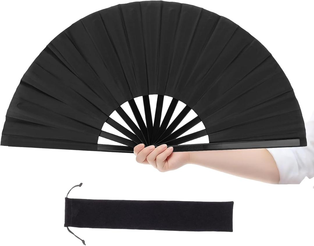 Large Folding Hand Fans for Line Dancing, 13 Inch Clacking Popping Rave Fan for Wedding, Party, Festival & Dance Performance