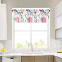 VOGOL Bird Pattern Farmhouse Valances, Light Filtering Privacy Curtains Valance for Dining Room, Faux Linen Flower Print Window Treatments for Office, 60W x 14L, 1 Panel