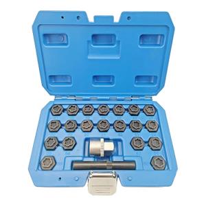22PCS Wheel Locking Nut Key Kit Compatible with BMW Series, Wheel Lock Nut Socket Adapter Set, Anti-Theft Lug Removal Tool, Anti-Theft Screw Remover Repair Tool