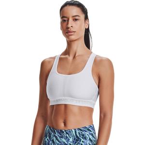Under Armour Womens Crossback Mid Impact Sports Bra (3X, White (100)/Halo Gray)