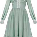 HEQU Pioneer Dress Colonial Dress Victorian Costumes Prairie Dress for Girls (Green, 10 Years)