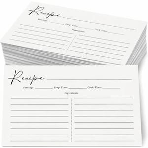 2 x GardenCity Recipe Cards, 4x6 Recipe Cards for Bridal Shower and Weddings, Single-Sided, 50 Pack, Minimalist