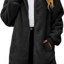 Yanekop Womens Oversized Sherpa Jacket Fuzzy Fleece Zip Up Jacket Warm Winter Coats Faux Fur Coat with Pockets