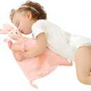 ZIGJOY Bunny Lovey Muslin Cotton Baby Security Blanket Soft Breathable Lovies for Babies Gifts for Newborn Infant Toddler Boys and Girls, Pink
