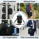 Panmout Hands-Free Magnetic Gym Bag with Gym Bottle - 3-in-1 Water Bottle Holder with 6 Magnets, 3 Pockets, Fits up to 40oz Bottle and Large Phone, Shoulder Strap for Gmy, Hiking and Travel (Black)