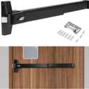 BEAMNOVA Door Push Bar Commercial Panic Exit Device Metal Universal Emergency Gate Lock Hardware Parts Roller Strike Plate End Cap, Black for 27.5 to 41 in Wide Doors