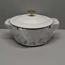 CAROTE Cast Iron Dutch Oven Pot with Lid, 5QT Enameled Floral Dutch Ovens with Gift Box, Cast Iron Pot for Sourdough Bread Baking, Braising, Stews, Roasting, All Stovetop Compatible, Oven Safe, White