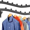 Folding Clothes Hanger Rack Swing Arm Hook Holder Clothing Hanging Garment Drying Closet Rod Storage Organizer Wall Mount Space Saving for Closet Organizer Bathroom Bedroom Laundry 2 Pack Black