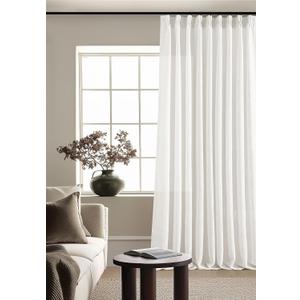 TWODRAPES 60 Inch Width Curtains 90 Inches Long Linen Curtains Pinch Pleated 90 Inch Length for Living Room Bedroom White Semi Sheer Back Tab Hooks Rings Pinch Pleat for Patio Glass Door 2 Panel