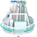 YINGHUA Metal Mesh Desk Organizer with 5 Compartments and Rotating Pencil Holder Pen and Stationery Organizer for Office Home School Anti Slip Base White