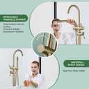Taplong Brushed Gold Free Standing Tub Faucet Freestanding Bathtub Faucet with Handheld Sprayer, Floor Mount Tub Filler, Shower Tub Faucet Set Complete, Bathtub Faucet with Shower-51005BG