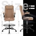 Misolant Drafting Chair, Tall Office Chair for Standing Desk, Standing Chair with Adjustable Height and Flip-up Armrest, Leather Drafting Chair, High Office Chair for Counter Height Desk (Brown)