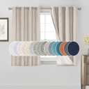 PrinceDeco Blackout Curtains for Bedroom 100% Black Out Curtains 54 Inch Long Anti Rust Grommet Thermal Insulated Drapes Privacy Protection 2 Panels Set,52" W x 54" L,Natural