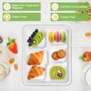 Compostable 5 Compartment Plates Disposable, 12.5 x 8.5 inch, [50-Pack] Heavy Duty Paper Plates with dividers, Sturdy School Lunch Trays, White Large Paper Dinner Plates for Buffet Party