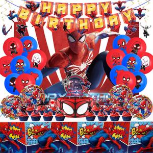 Birthday Party Supplies,Party Decorations Include Happy Birthday Banner,Backdrop,Tablecover,Cake Toppers,Cups,Plates,Spiral Charms,Latex Balloons
