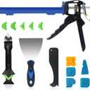 Caulk Gun Kit, Smooth Silicone Caulking Gun and Caulk Remover Tool, Sealant Finishing Tool Grout Scraper for Kitchen Bathroom Window Sink Joint, All in One with Gift Box