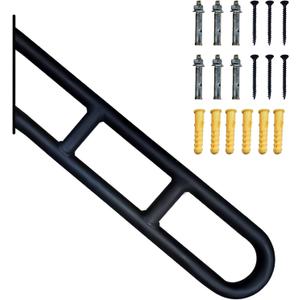 Stair Handrails for Outdoor Steps, U-Shaped Hand Railings for 1-3 Steps,Wall Mounted Stair Railing with 2 Anti-Skid Crossbar for Kids, Elderly, Pregnant Women, Disabled (U Shape1 Pack)