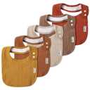 Muslin Bibs for Baby Boys Girls,Organic Muslin Baby Bib for Drooling and Teething,Soft Bandana Drool Bibs 5 Pack (Umber)