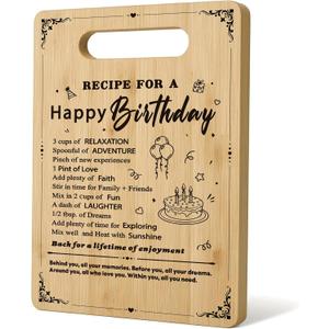 Birthday Gifts for Women Men, Happy Birthday Cutting Board Chopping Board, Happy Birthday Gifts, Years Old Birthday Gifts, Recipe for a Happy Birthday Bamboo Cutting Boards for Kitchen