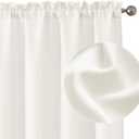 Chyhomenyc Bedroom Curtains 54 Inch Length 2 Panels, Faux Linen Textured Semi Light Filtering Soft Airy Yellowish Window Treatment Drapes for Living Room, Each 30Wx54L, Creamprev. Ivory