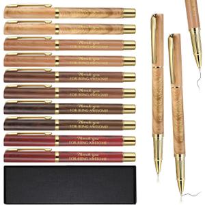 PerKoop 10 Set Thank You Gifts Ballpoint Pens with Gift Boxes Bulk Valentines Appreciation Gifts for Employee Coworker Staff Nurse Teacher Team Office Supplies(Brown,Awesome)