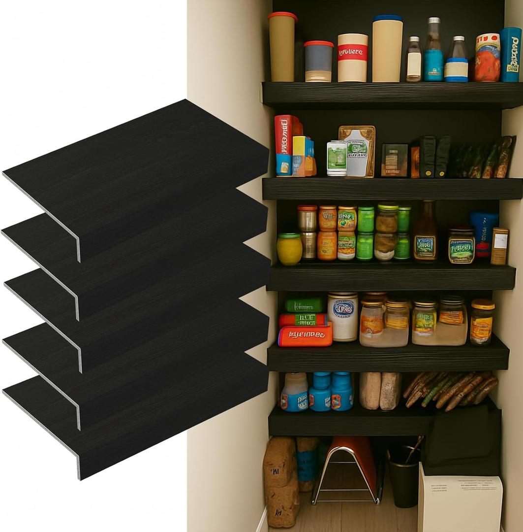 5 Pack 24x16in Wire Shelf Cover for Pantry, Closet, Kitchen  Waterproof PVC Wood-Look Wire Rack Covers for Shelves, Multiple No-Tool Installation (24x16x2in, Black)