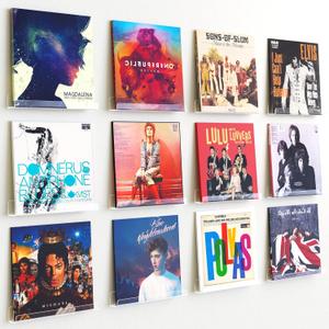 upsimples 12 Pack Vinyl Record Wall Mount Shelves, 12" Vinyl Holder for Album Record Storage & Display, Clear Acrylic Floating Shelves for Wall Decor, Kids Bookshelf, Magazine Rack, Picture Ledge
