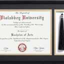VIOLABBEY 11x17 Matte Black Diploma Frame with Tassel Holder for 8.5x11 Certificates Document, College Degree Frame for Wall Mounted (Black Gold Double Mat)