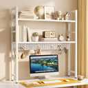 Brakki 2-Tier Desk Shelf, Desk Hutch Bookshelf with Pegboard and Hook Dorm, 30"x7.87"x34.25"